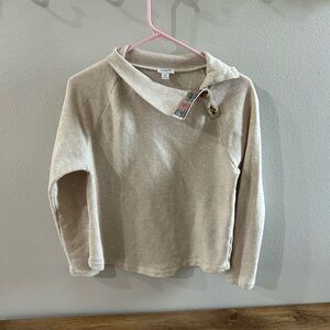 J. Crew Neutral Beige Pullover with Button-Trim Collar